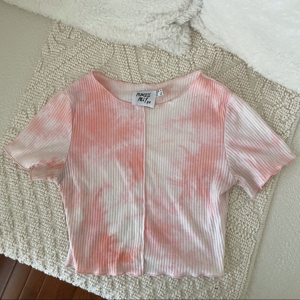 PRINCESS POLLY pink tie dye crop top